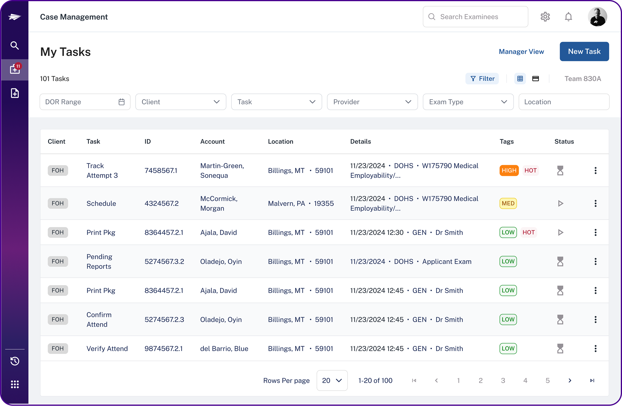 Leidos case management dashboard prototype